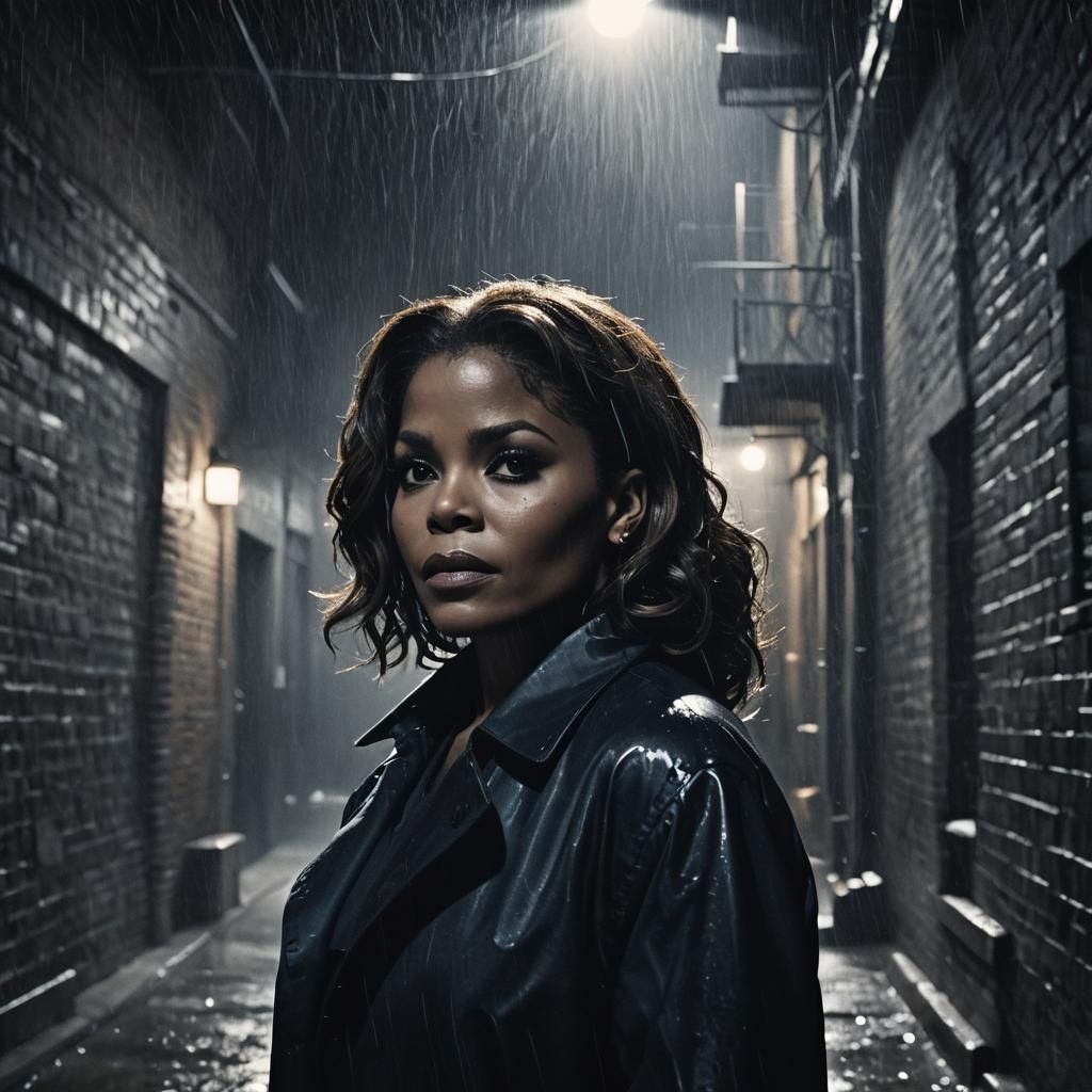 Janet Jackson in Moody Film Noir Scene