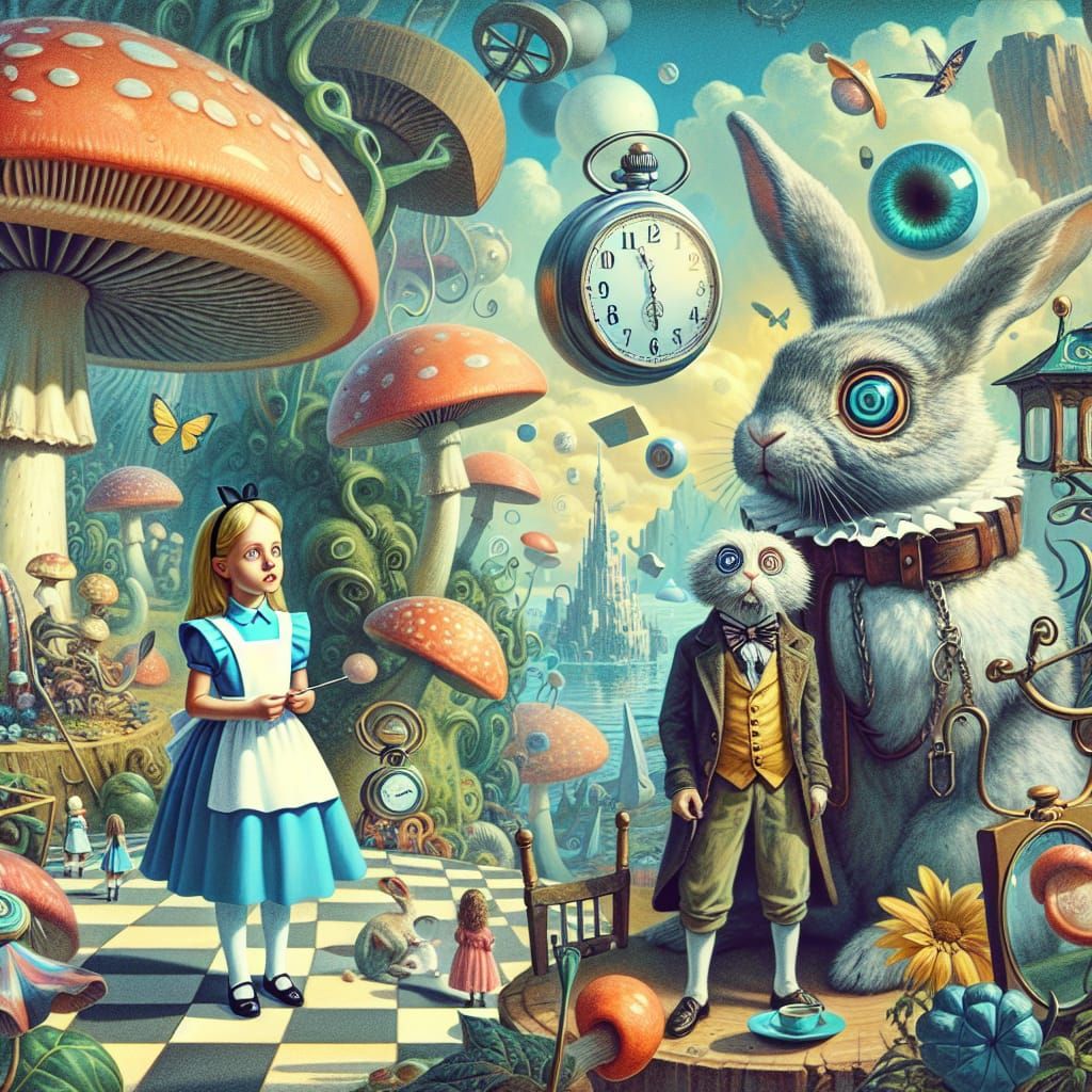 Surreal Alice in Wonderland Scene