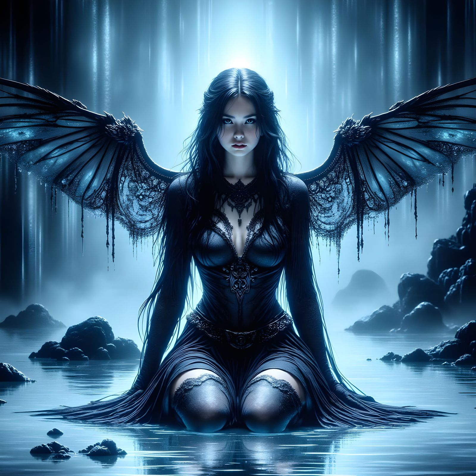 Norse Goddess Errand Rider on Blue Glass