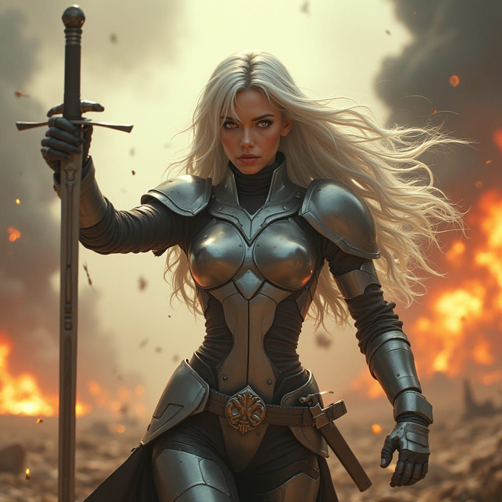 Silver-Haired Warrior Defies the Battlefield