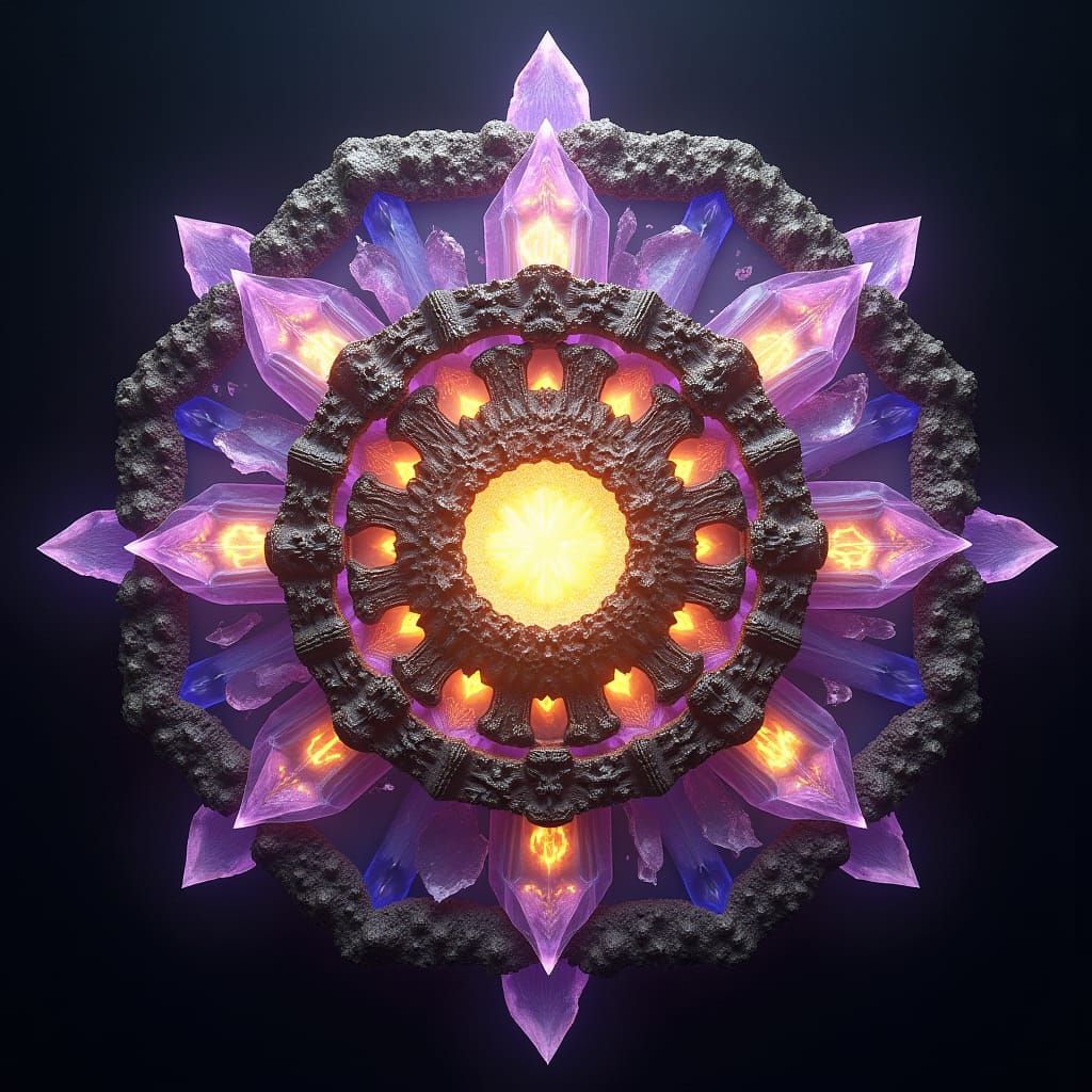 Mystical Crystal Portal with Gemstones in Ethereal Light