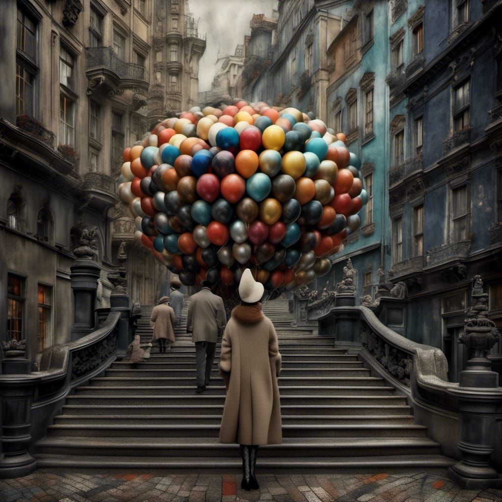 Polychromatic City Life: A Matte Painting in Magical Realism