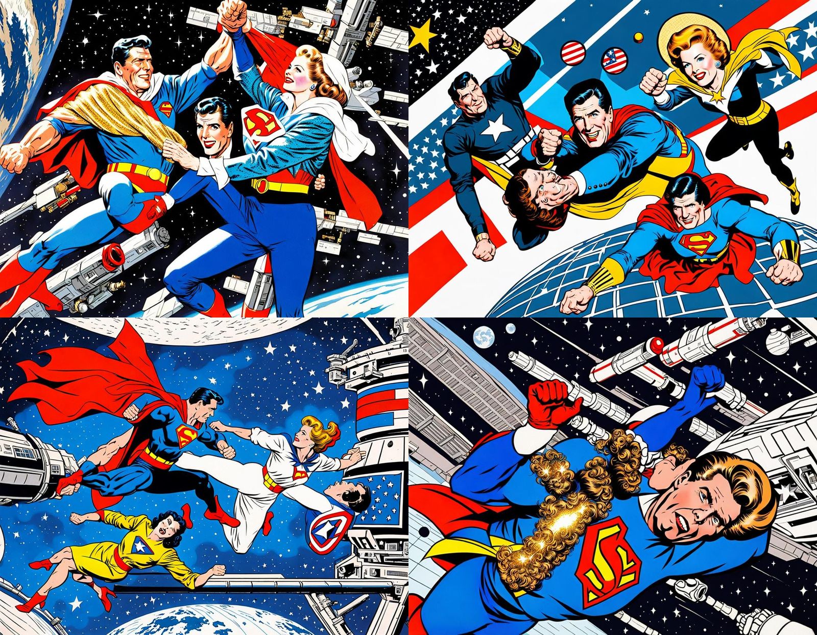 Thatcher Wonderwoman vs Reagan Superman: Space Wrestling