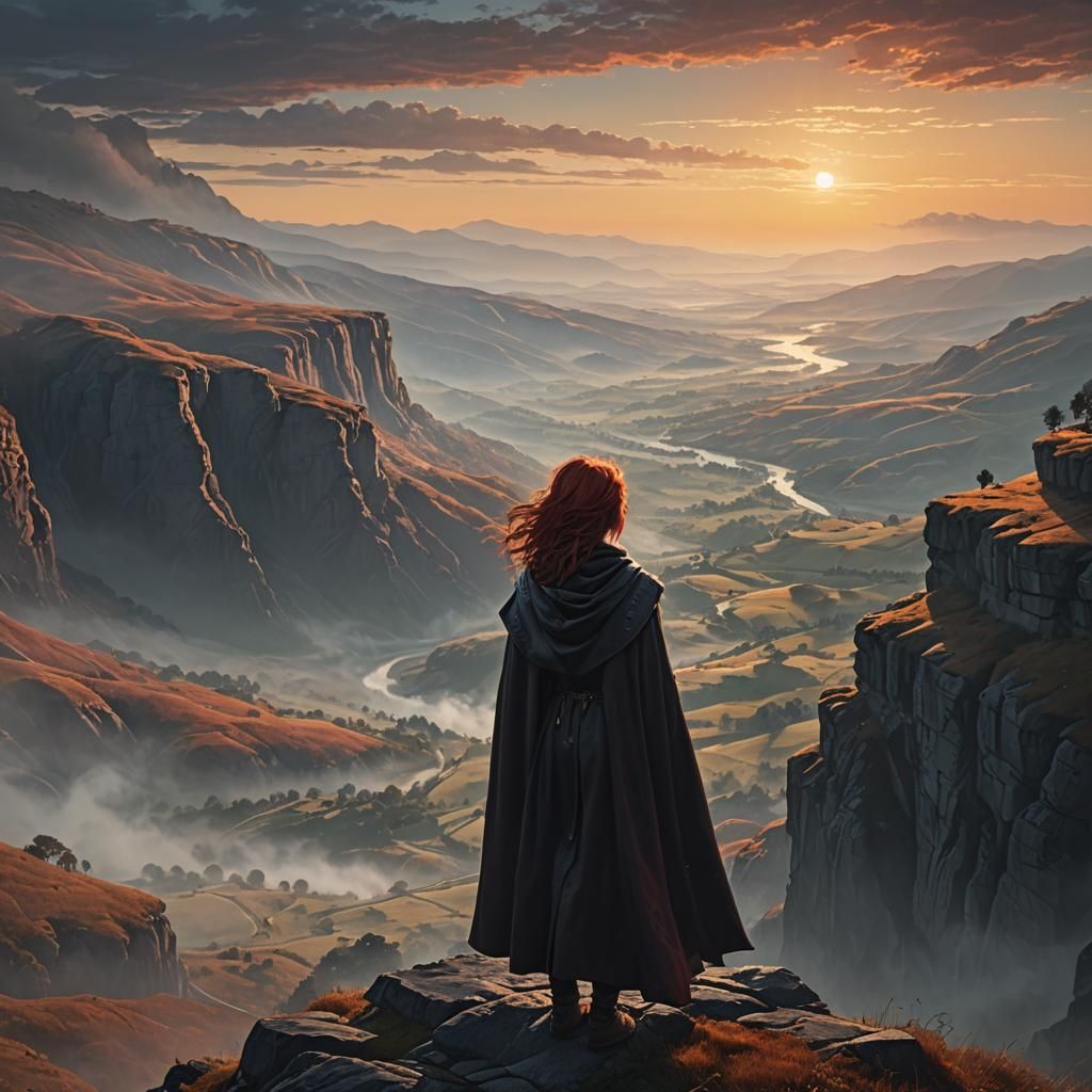 Misty Valley Sunrise: Cinematic Fantasy Landscape
