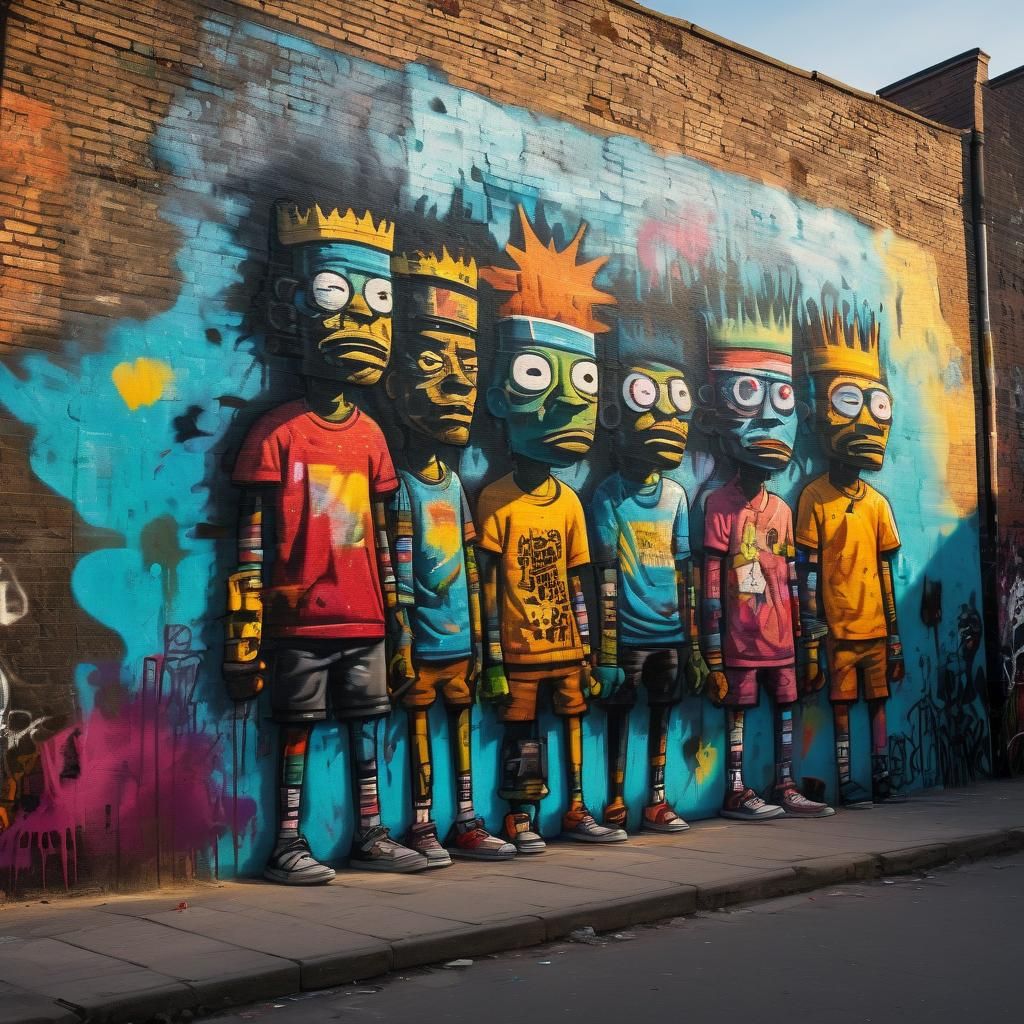 Dynamic Urban Street Art Mural in Graffiti Style