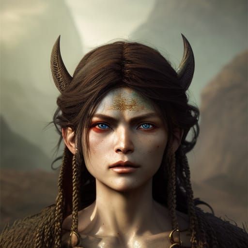 Detailed Draeni Portrait in Fantasycore Style