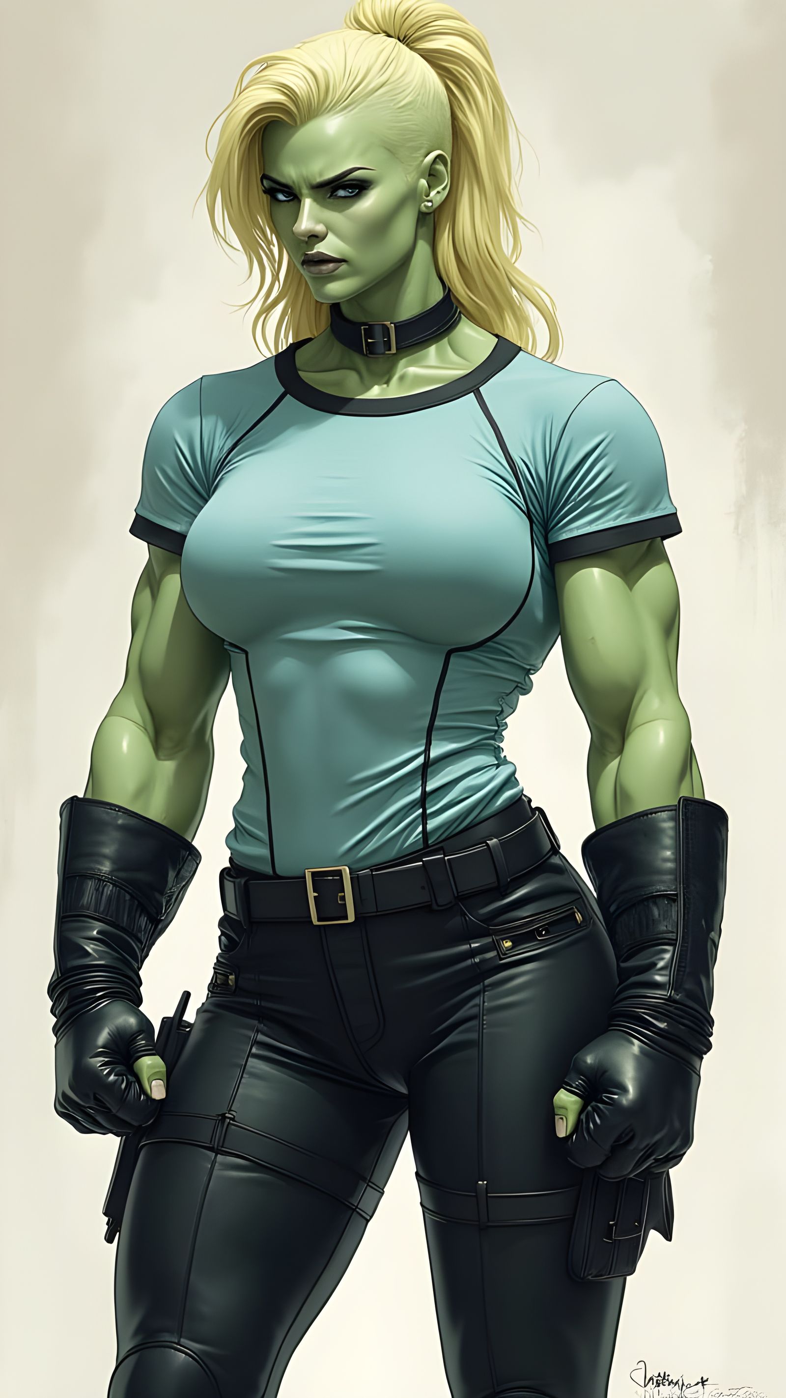Muscular She-Dragon Antiheroine in Comic Book Art
