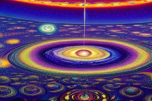 Psychedelic Lunar Colony Under Starry Skies