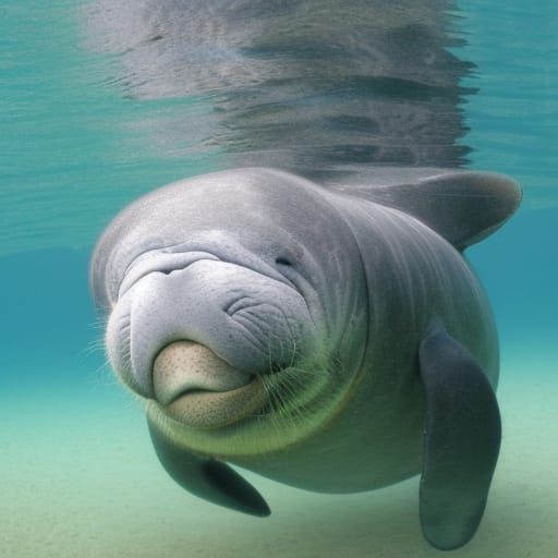 Cute Manatee Swimming