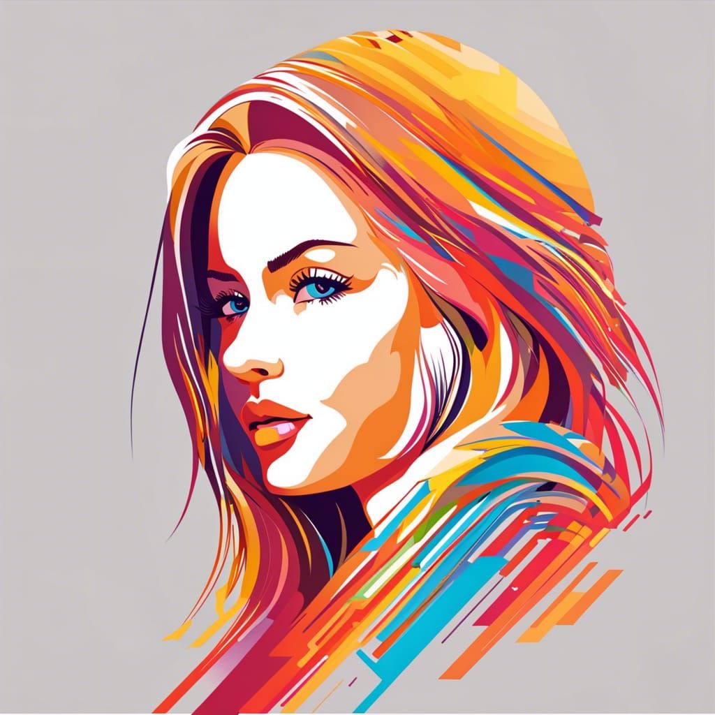 Vibrant Girl Portrait in Monospace ASCII Art