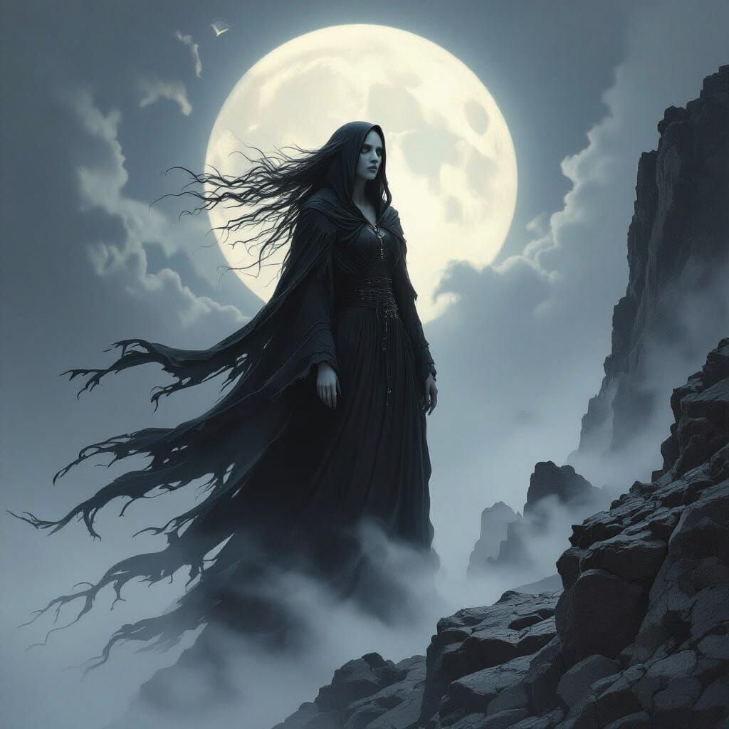 Ethereal Banshee Wails on Windswept Cliff