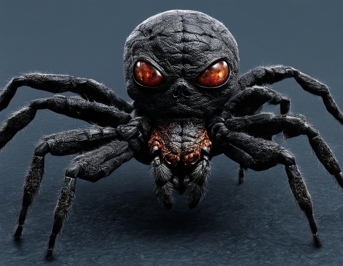 Human-Spider Hybrid Creature with Eight Eyes