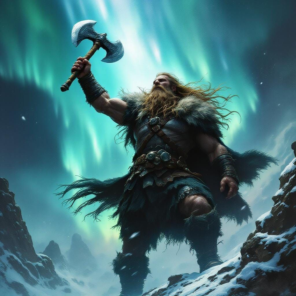 Viking Warrior in the Style of Fantasy Art