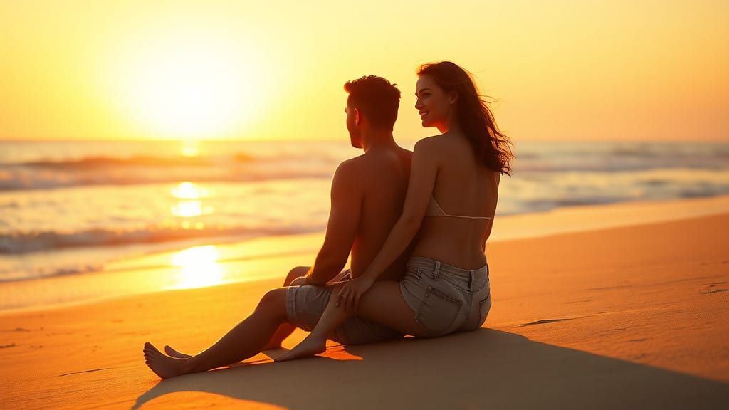 Intimate Beach Sunset in Cinematic Style