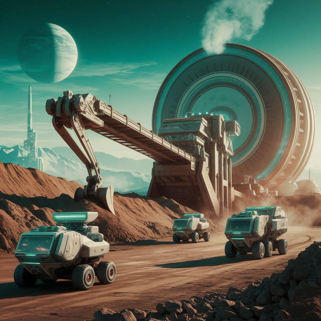 Futuristic Mining Operation on Alien Planet