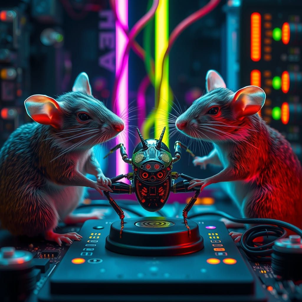 Cybernetic Mice Engage in Robotic Bug Battle