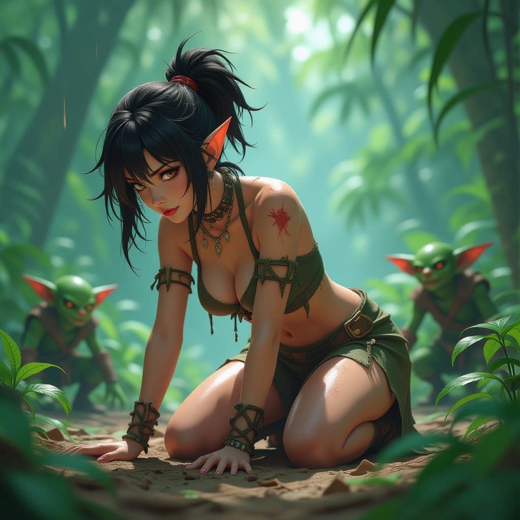 Surreal Jungle Goddess in Anime Style Concept Art