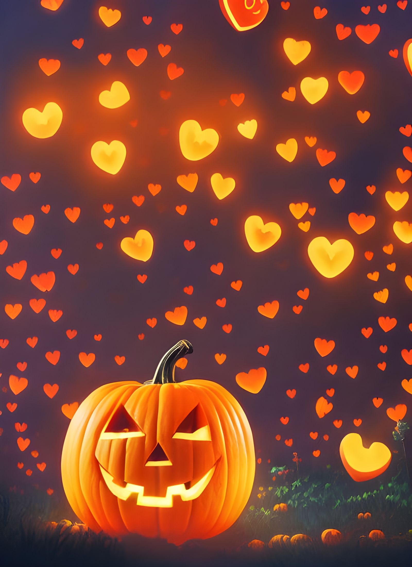 Jack-o'-Lantern and Valentines in Anime Style