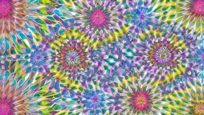 Kaleidoscopic Garden Vortex with Flowing Light
