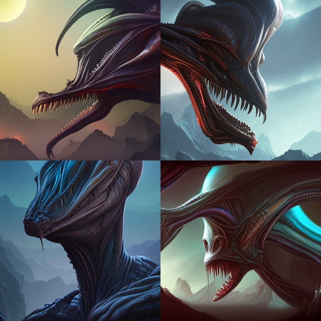 Detailed Alien Portrait Anamorphosis in Digital Art