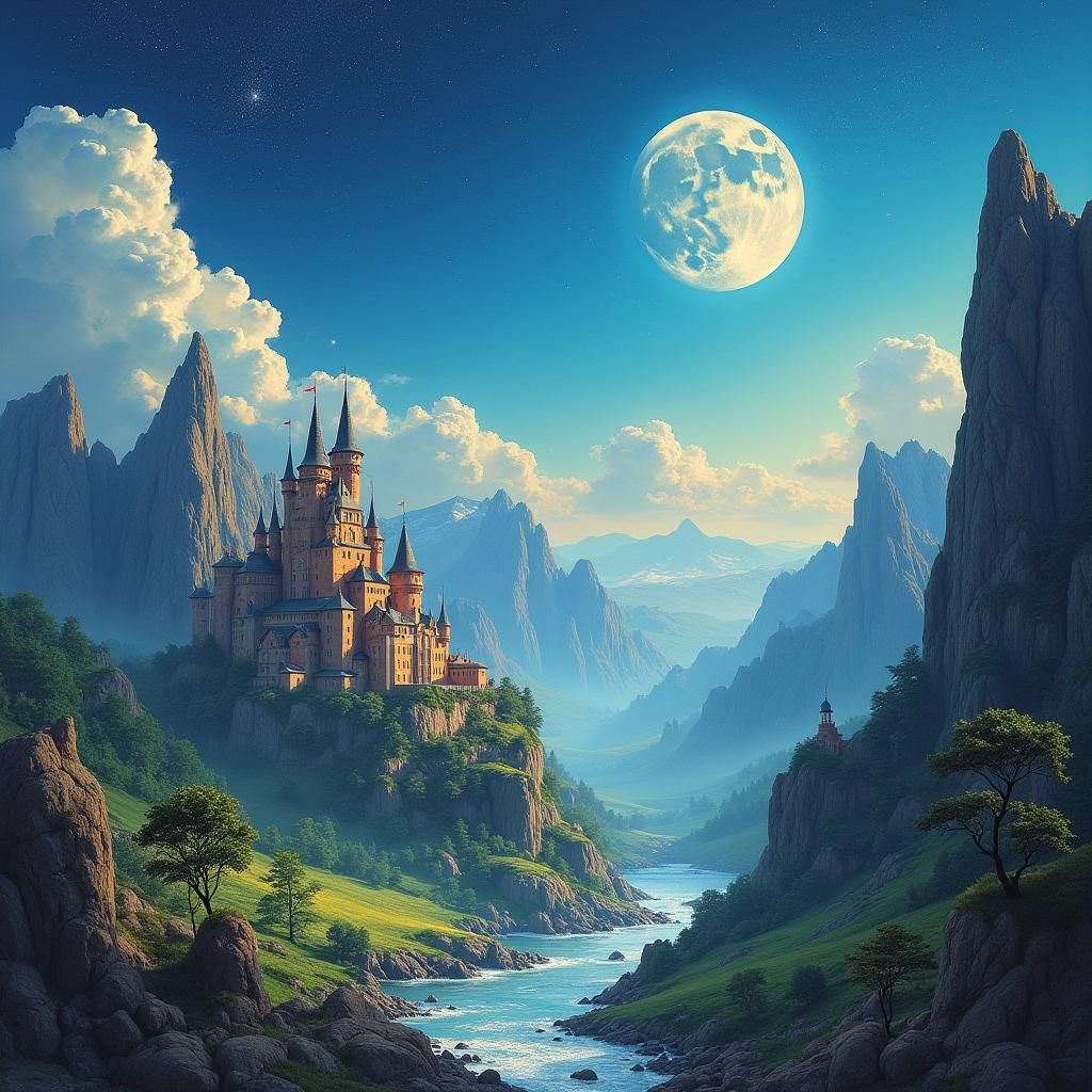 Fantasy Cityscape in Digital 3D Watercolor Style