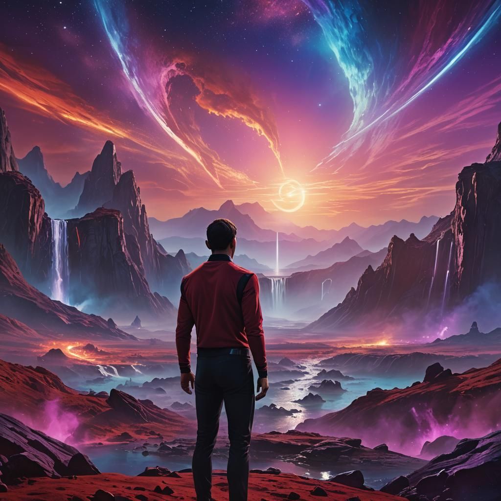 Star Trek Crew on Alien Planet in Sci-Fi Art