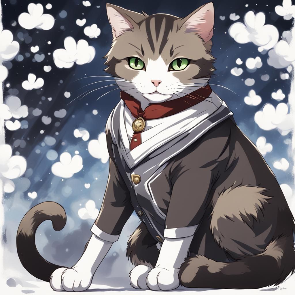 Tabby Cat Portrait in Anime Style