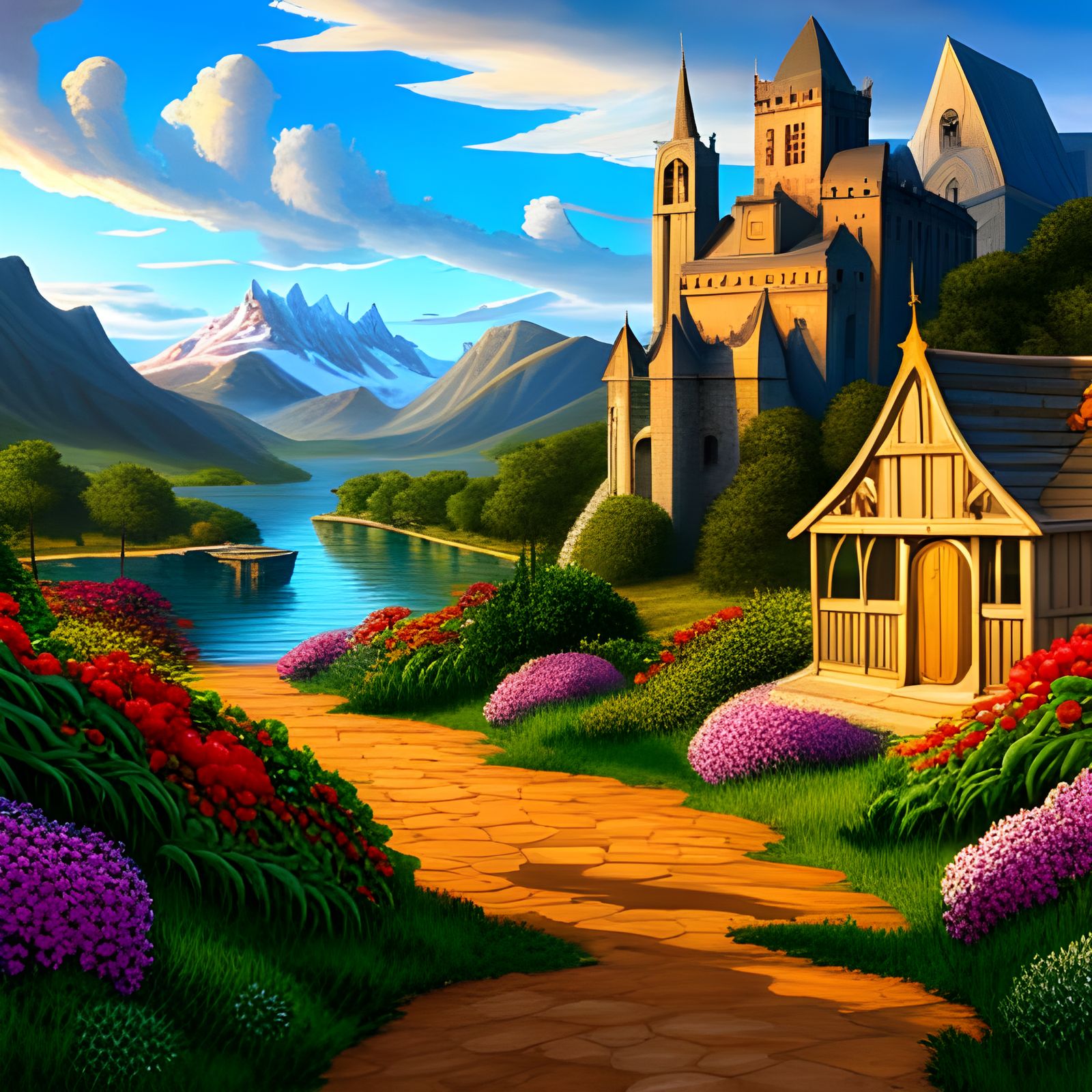 Medieval Garden of Eden Fantasy Landscape Art