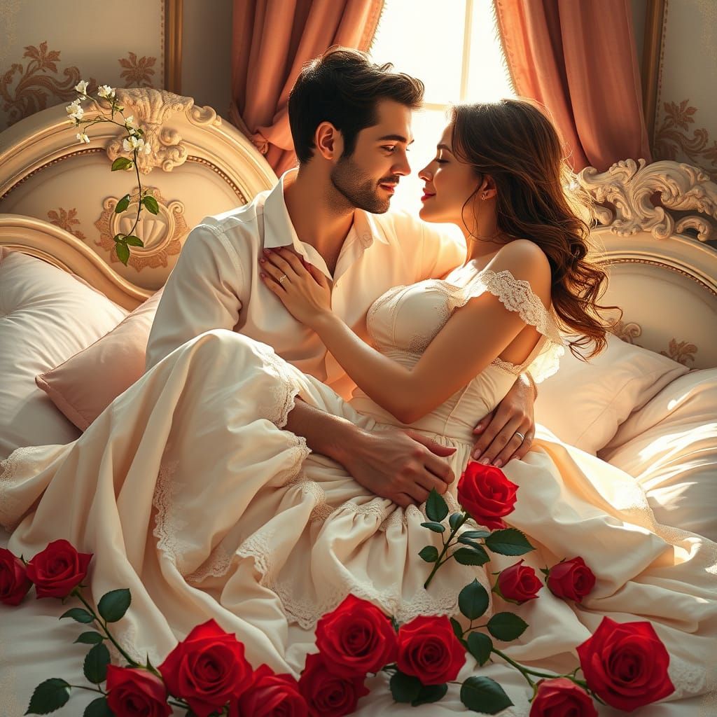 Romantic Couple in Lavish Morning Setting