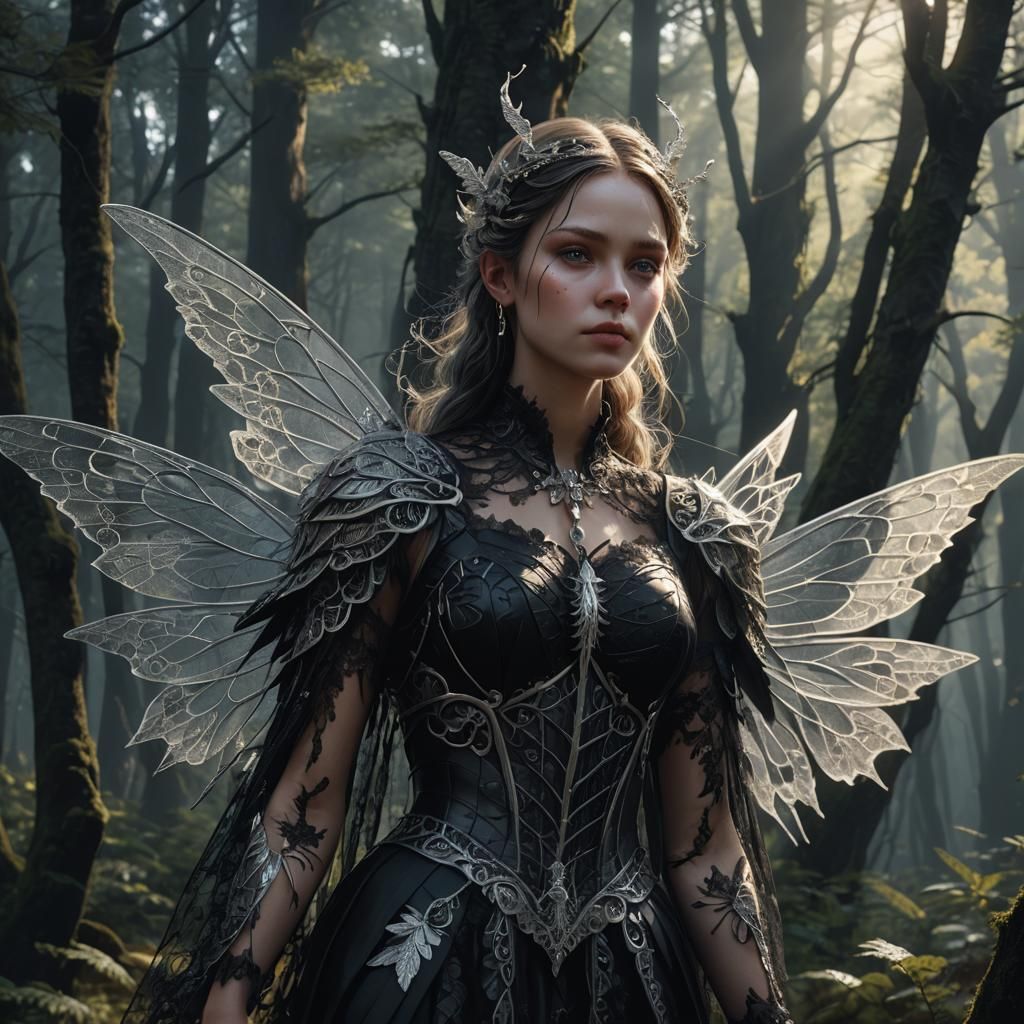 Fairy Woman in Mystical Forest, Hyperrealistic Fantasy Art