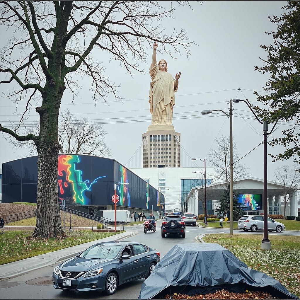 Hyperrealistic Sculpture with Intense Dynamic Lighting