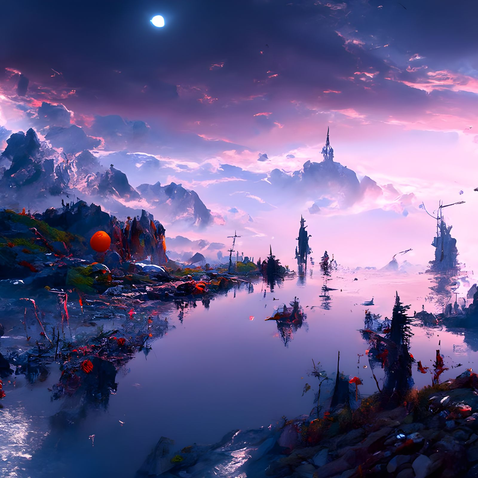 Romantic Seascape with Hyperrealistic Details