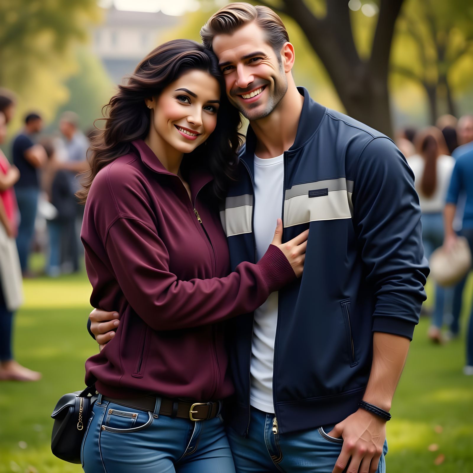 Warm Embrace in a Park Setting