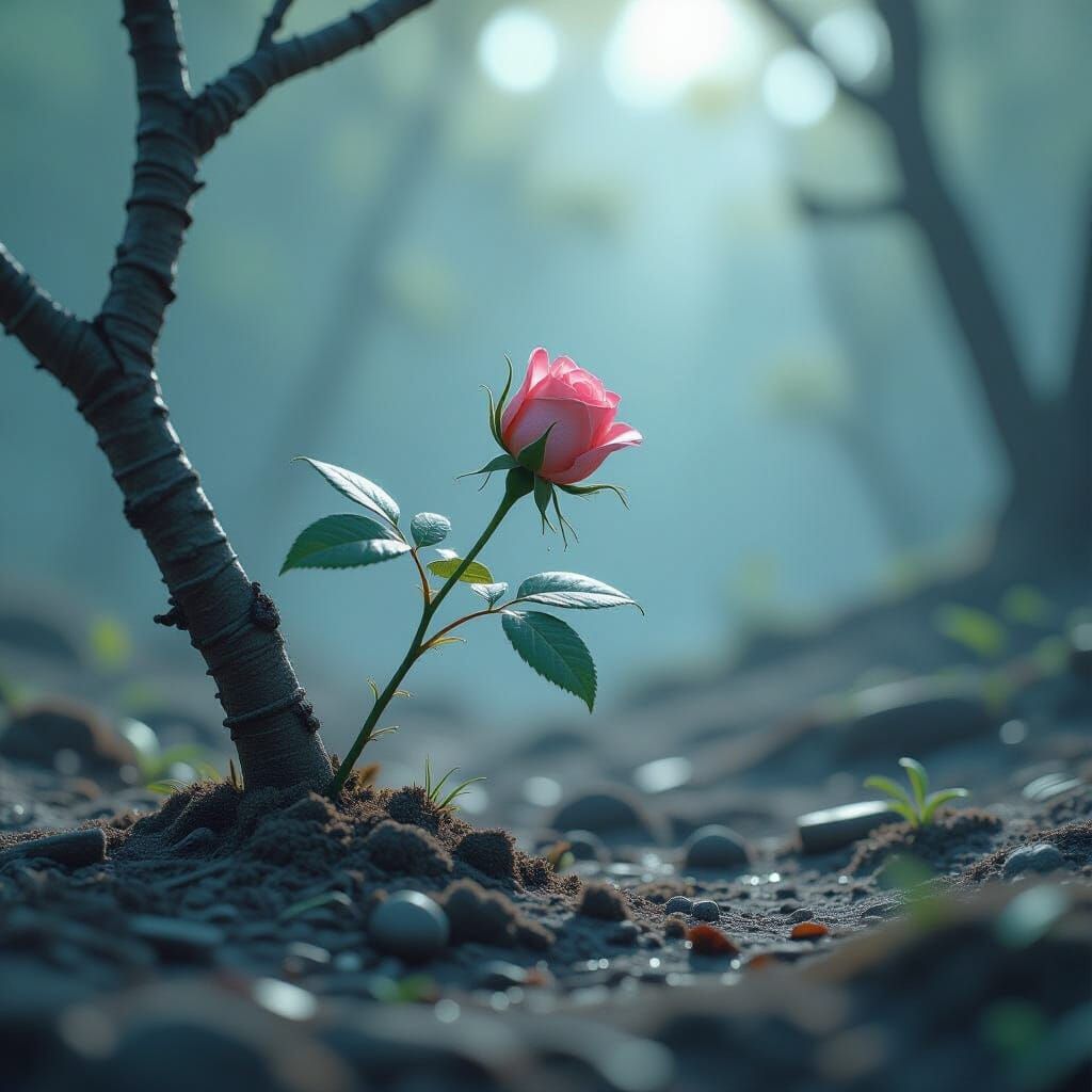 Rosebud on Branch: Sci-Fi Rendering in 8K