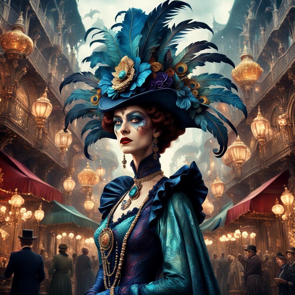 Hyperrealistic Madame Carnivale in Digital Matte Painting