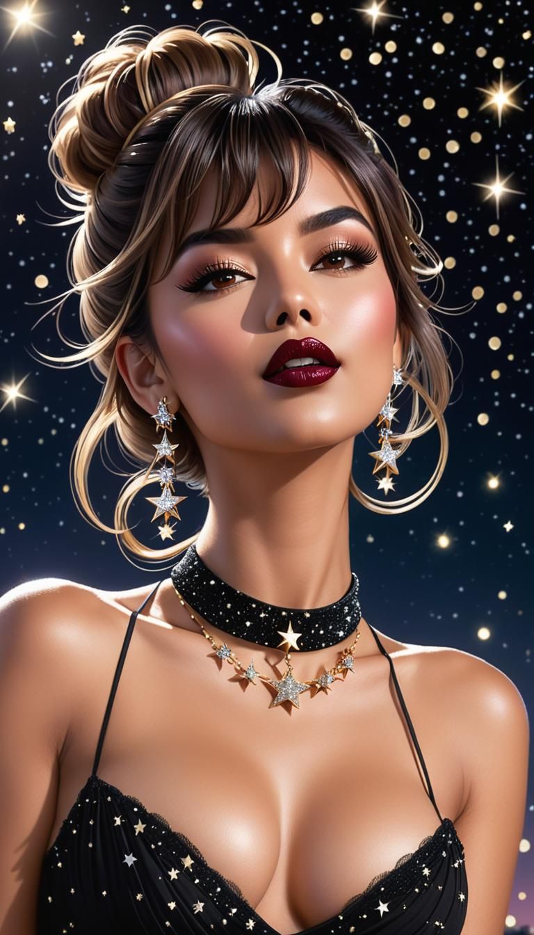 Portrait of a Beautiful Woman at Night