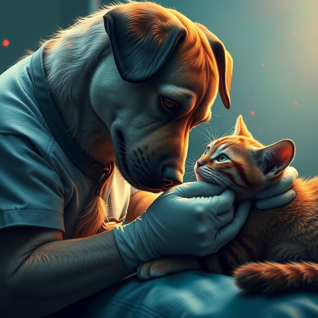 Fantastical Veterinary Scene in Deep Matte Painting