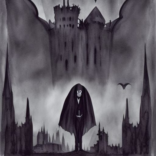 Nosferatu Portrait in Gouache and Watercolor Style