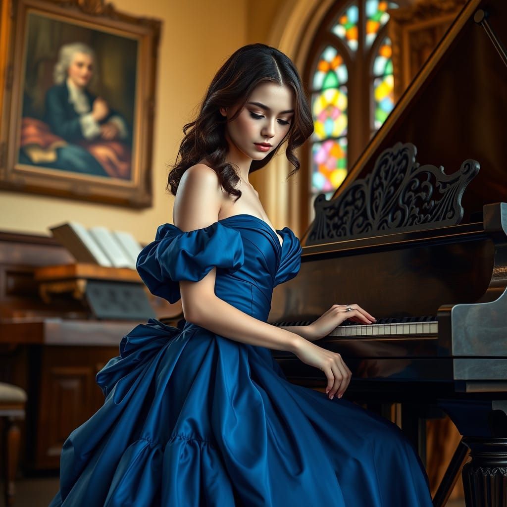 Ethereal Beauty at the Grand Piano