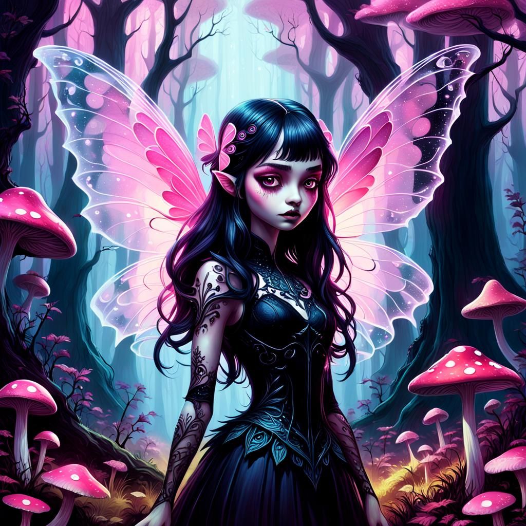 Eerie Fairy in Pink Forest Concept Art