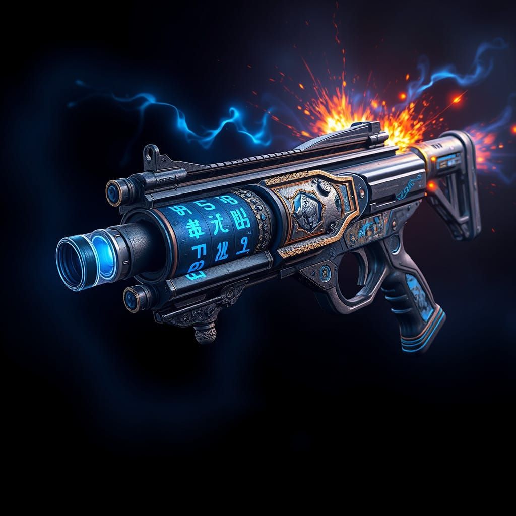 Illuminated Minigun with Glowing Runes