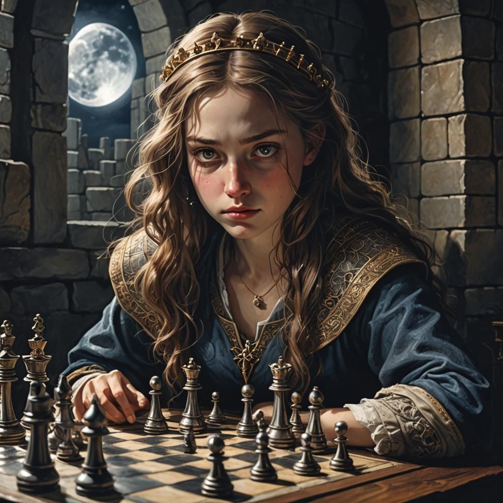Girl playing chess