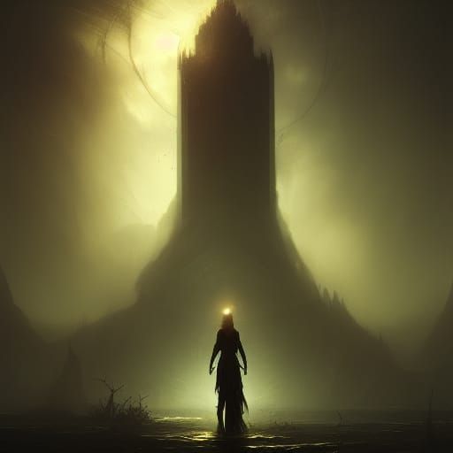 Hypnotized Reflection in Dark Fantasy Style