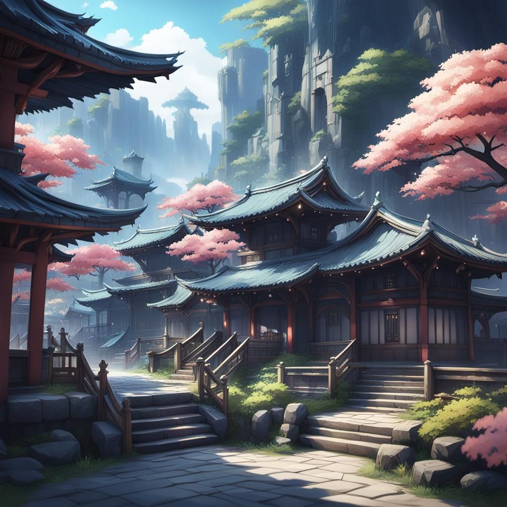 Detailed 3D Anime House Concept Art