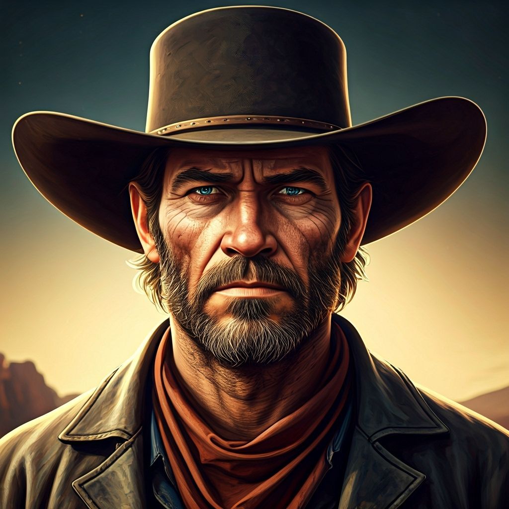 Rugged Cowboy Portrait in Classic Western Film Style