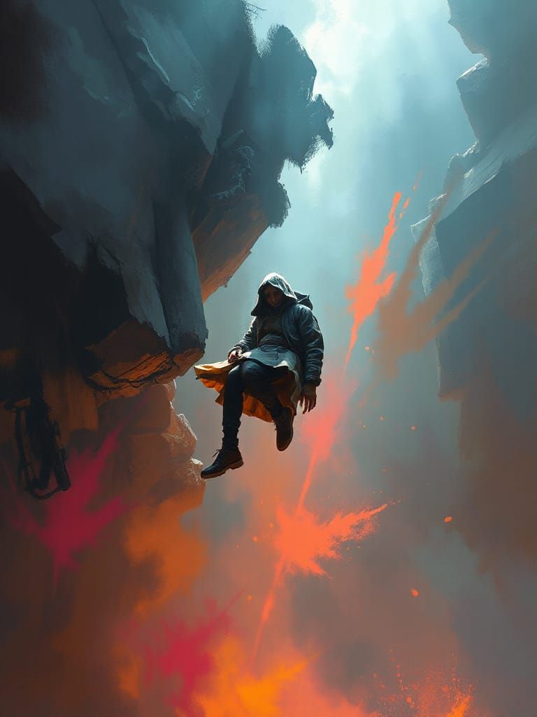 Figure Floats in Ethereal Digital Painting