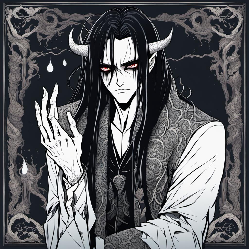 Crying Gothic Teen in Dark Comic Style