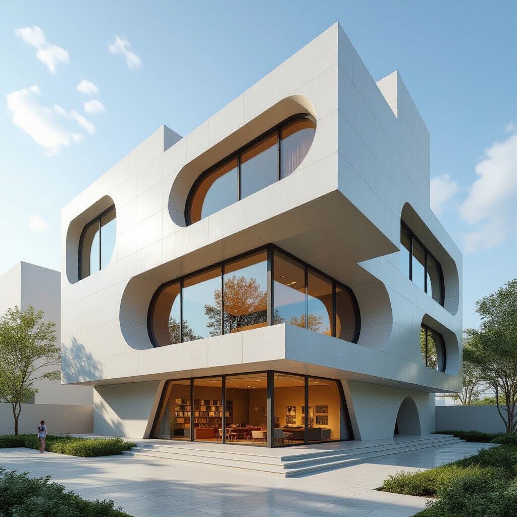 Futuristic Building with Decreasing Window Levels