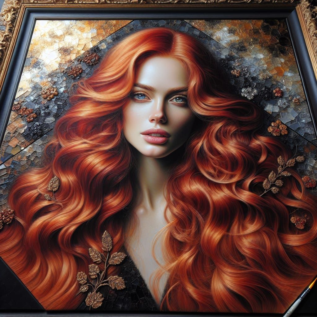 Stunning Red-Haired Woman in Detailed Oil Painting
