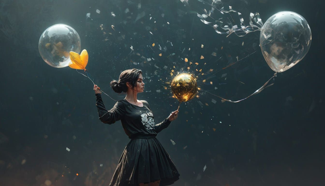 Girl With A Balloon in Cosmic Fantasy Art